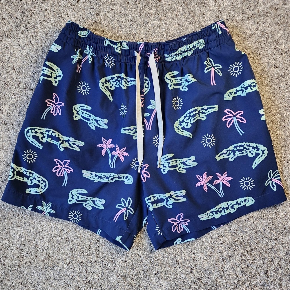 Chubbies Shorts Mens M Blue Alligator Animal Print Lined Drawstring Swim EUC